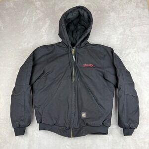 Berne Jacket Mens Medium Black Workwear Utility Canvas Insulated Quilted Hooded